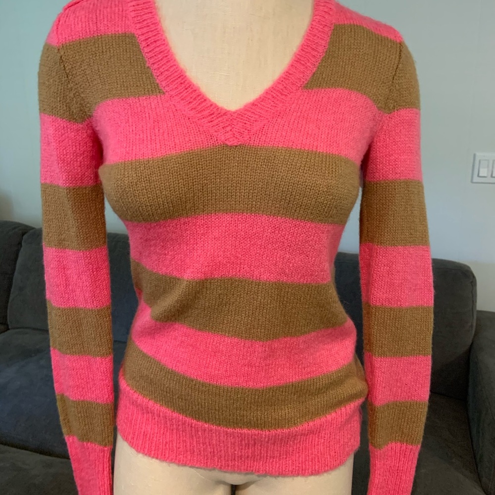 Saved for posher - J. Crew v neck fitted stripped sweater. NWOT